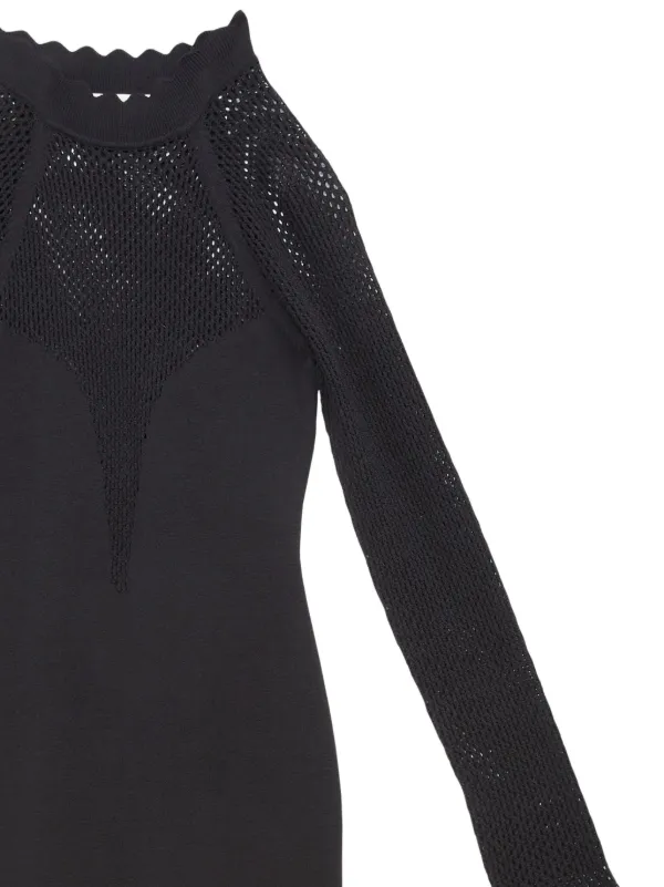 Fleur Du Mal pointelle-knit Scalloped Dress | Black | FARFETCH GE