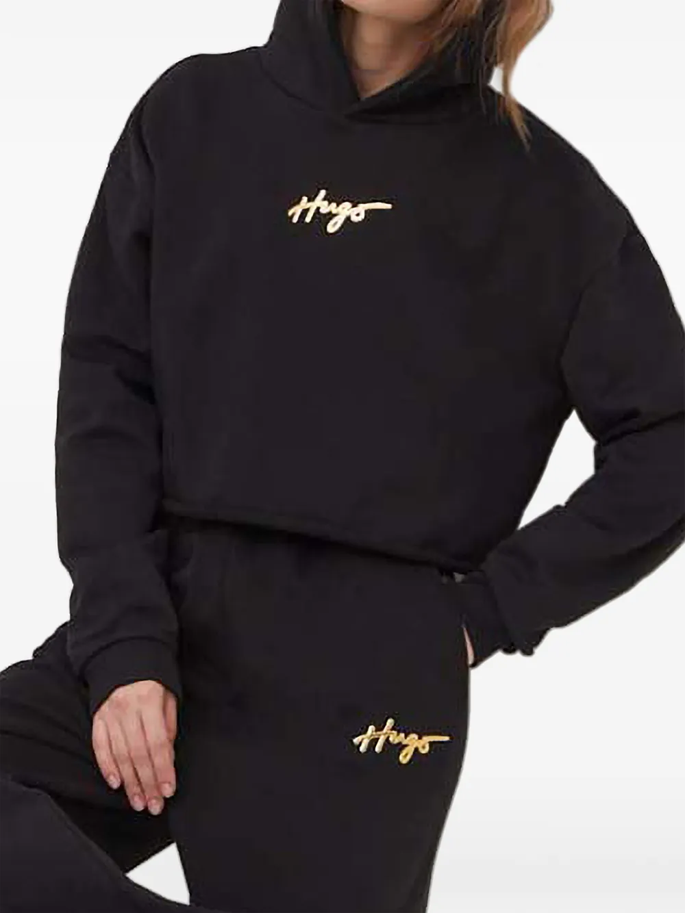 HUGO logo hoodie - Zwart