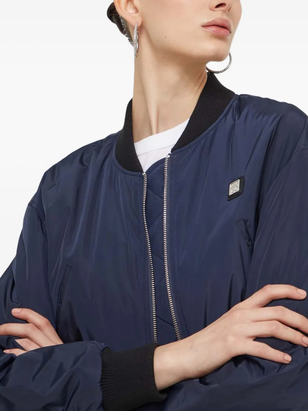 Hugo Boss Amorali Zip-up Bomber Jacket In Blue