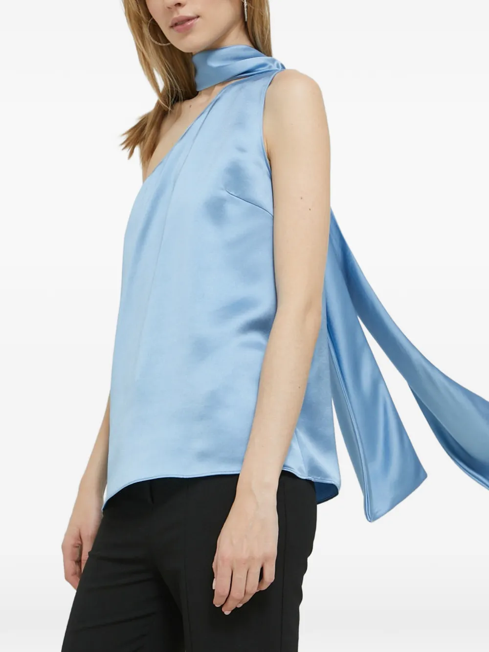 HUGO one-shoulder scarf-detail blouse - Blu
