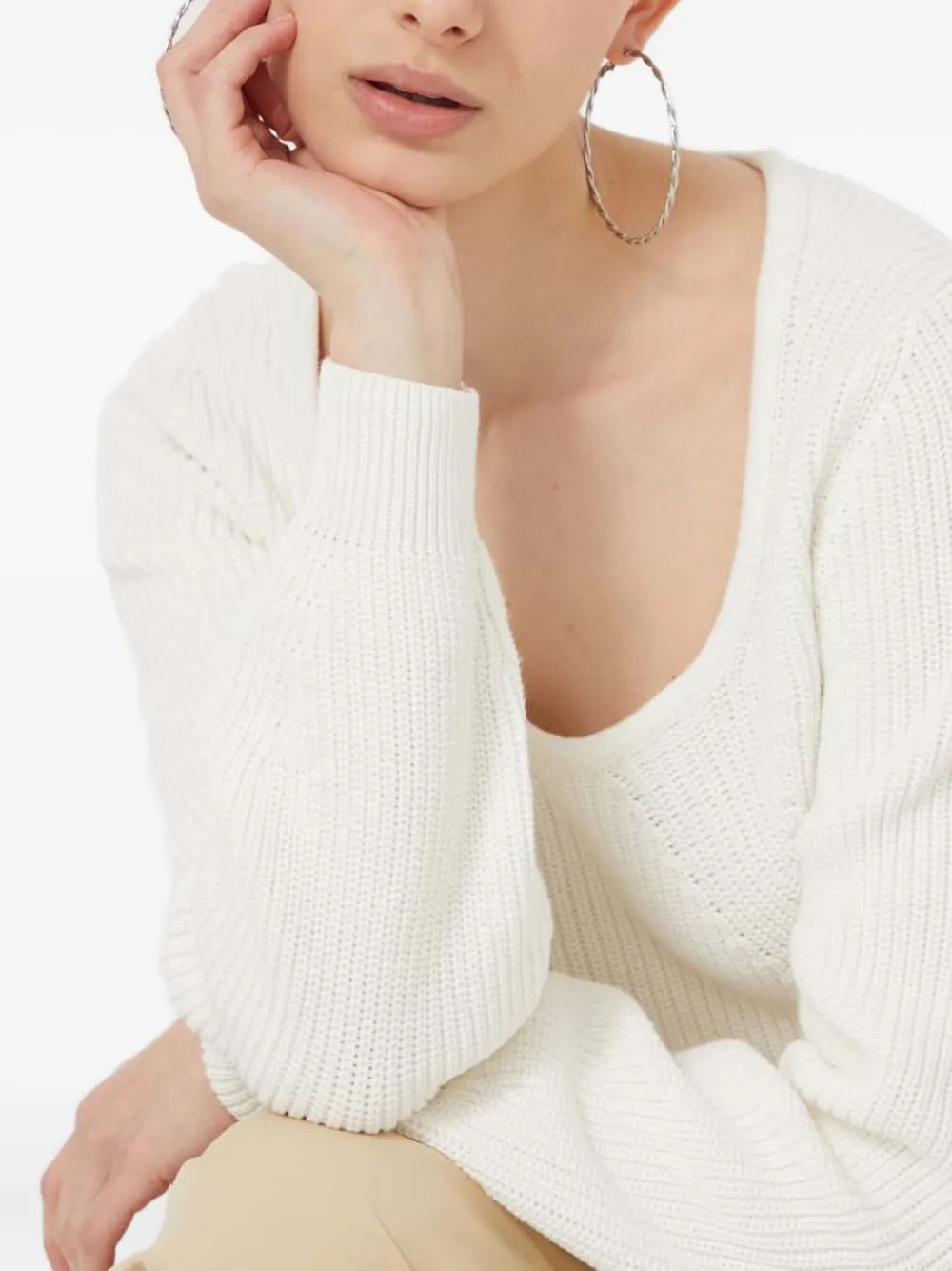 HUGO Trui met diepe ronde hals Wit