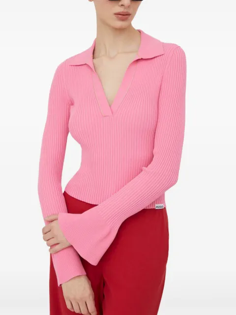 HUGO Soverie bell-sleeve ribbed sweater