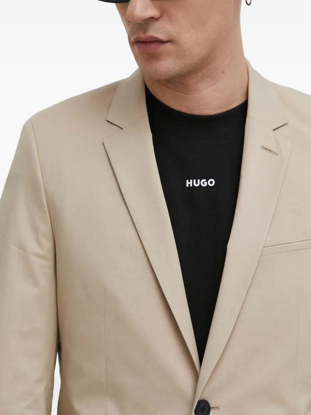 Hugo Boss Notched-lapel Blazer In Neutral