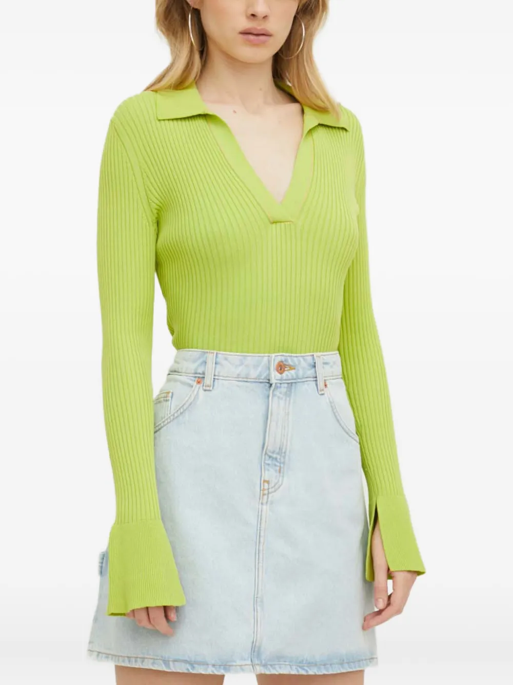 HUGO Soverie ribbed collared sweater | Green | Image 1