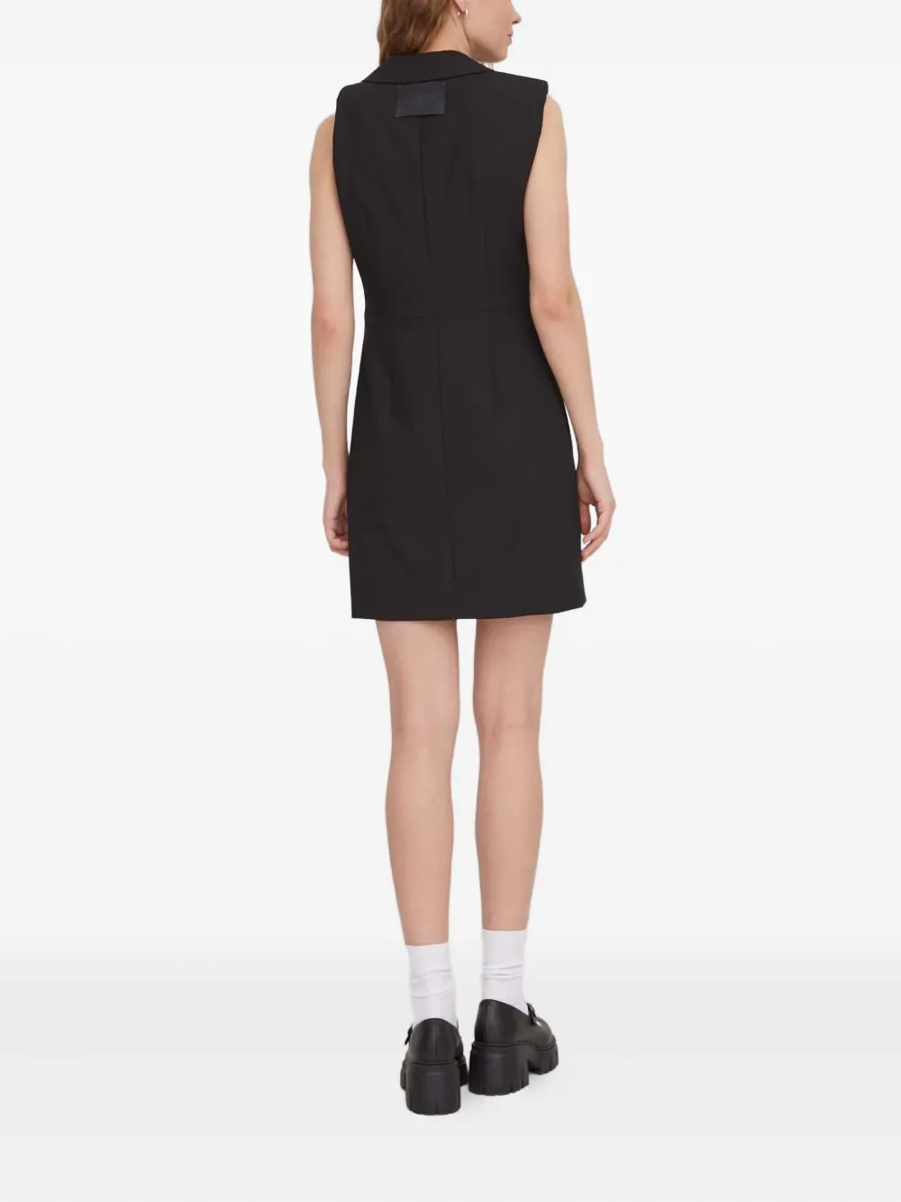 Hugo Boss Peak-lapel Sleeveless Mini Dress In Black