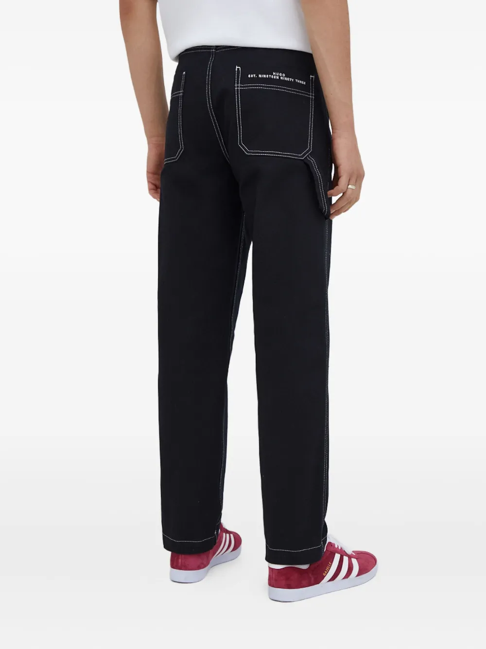 HUGO Broek met contrasterend stiksel Zwart