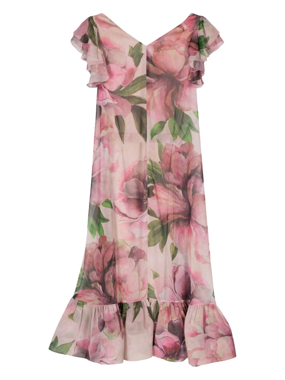 Shop Nissa Floral-print Belted Midi Dress In Pink