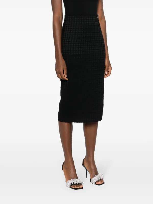 Knee length black boucle skirt hotsell