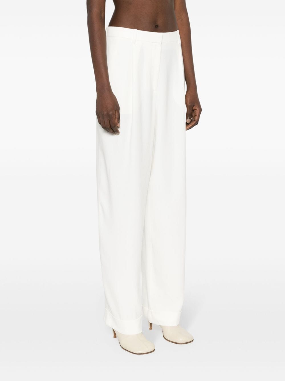 Shop The Row Tor Crepe Tapered Trousers In White