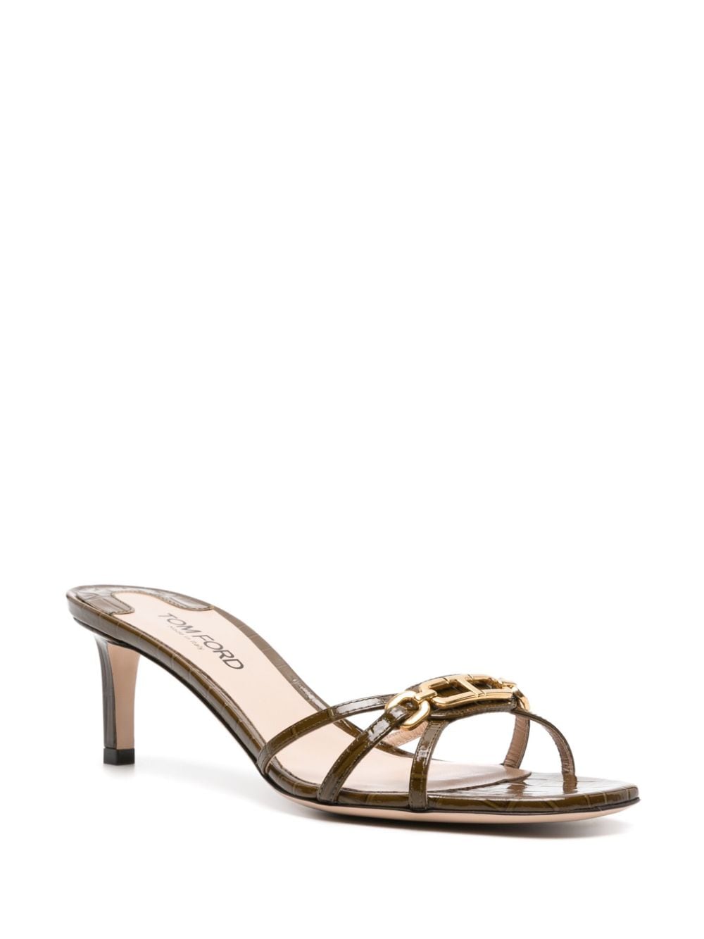 Shop Tom Ford Whitney 55mm Logo-chain Mules In Brown