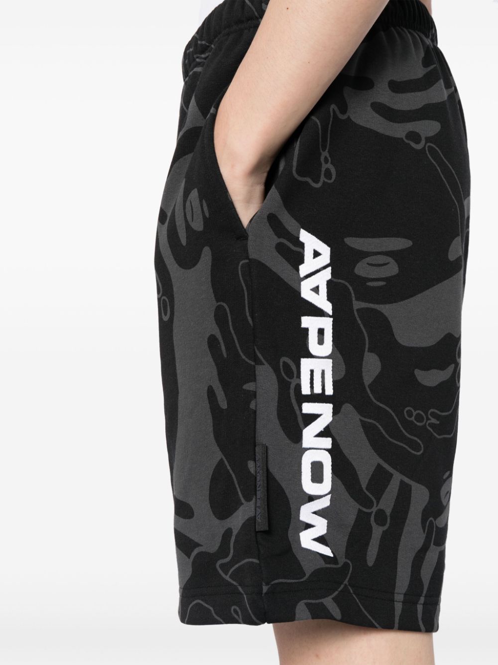 Shop Aape By A Bathing Ape Abstract-print Jersey Track Shorts In Black