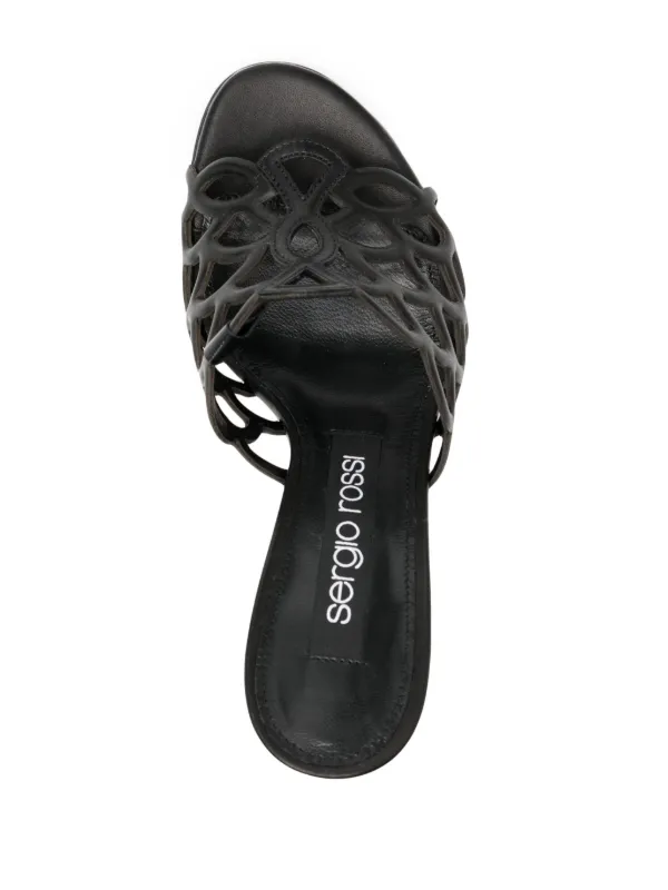 直営店‐Sergio Rossi‐ Mermaid 90mm レザー ミュール Sergio Rossi Sr Mermaid 90mm レザーミュール | ブラック