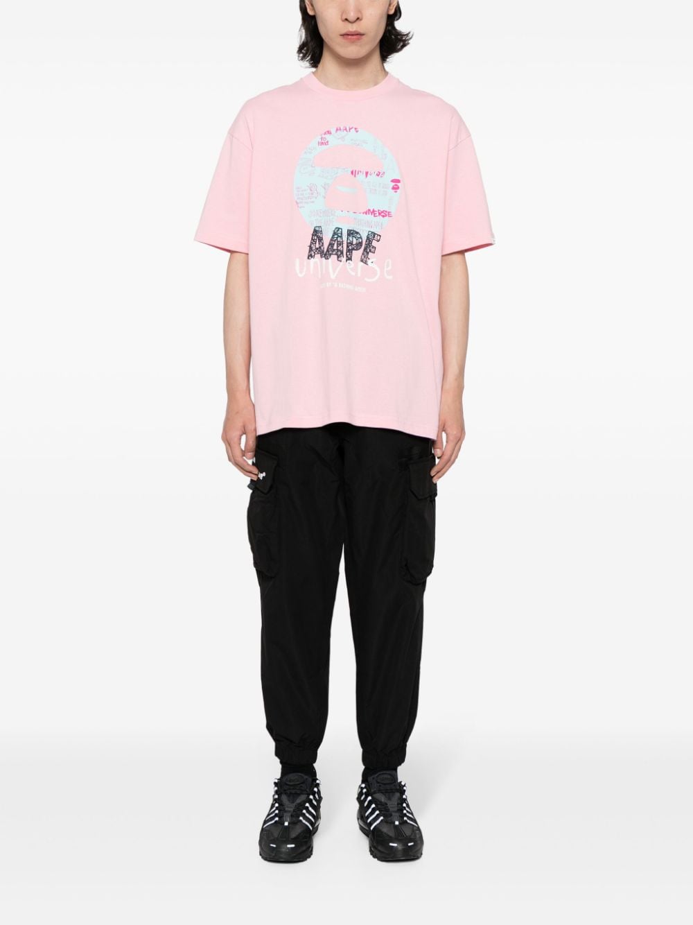 Shop Aape By A Bathing Ape Logo-print Elasticated-waist Track Pants In Black