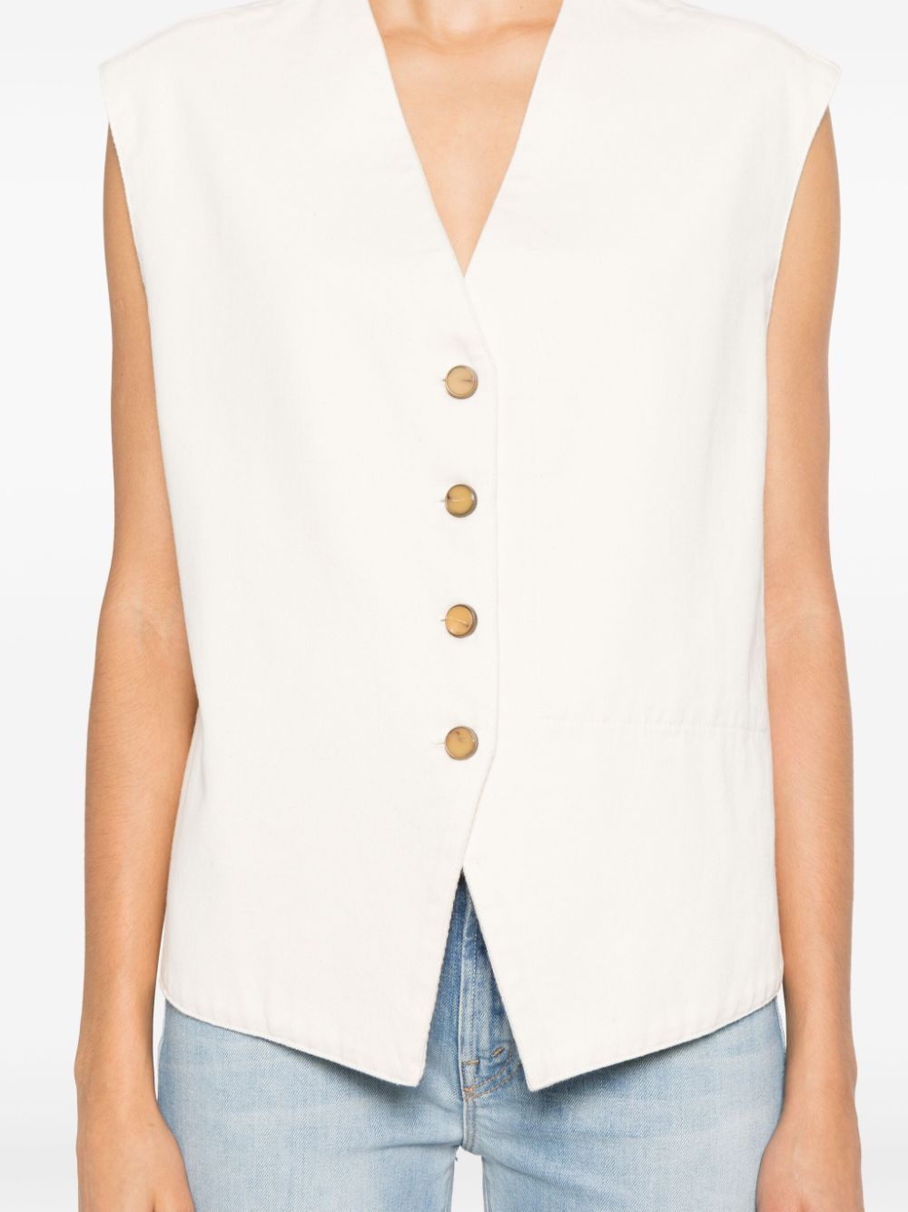 Alysi Gilet met twill weving Beige