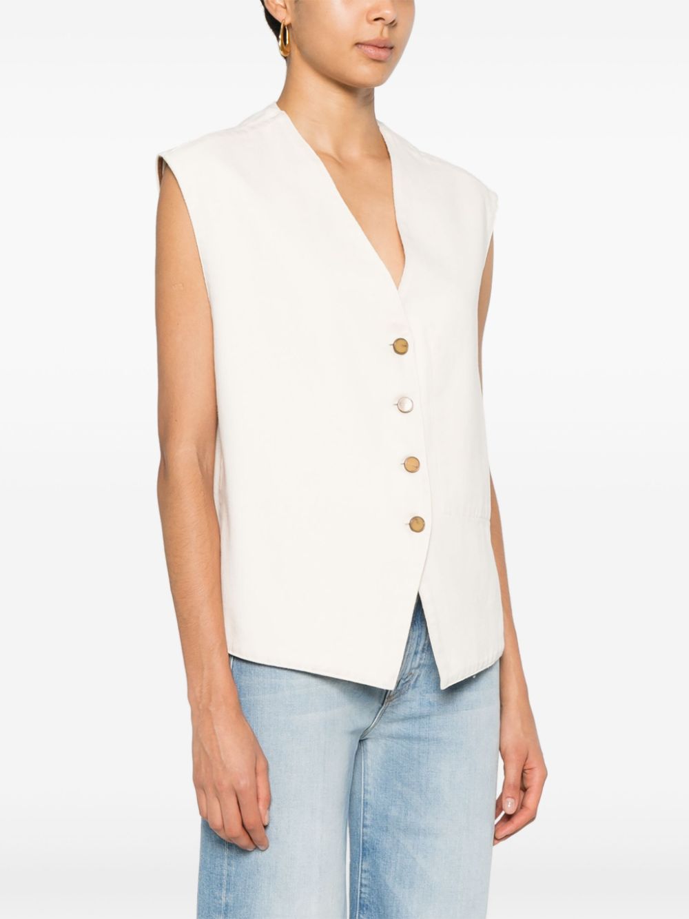 Alysi Gilet met twill weving Beige