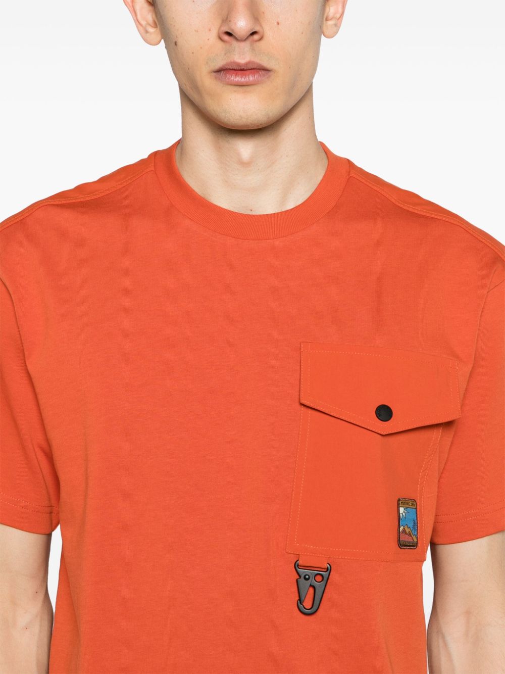 Shop Moncler Flap-pocket Cotton T-shirt In Orange