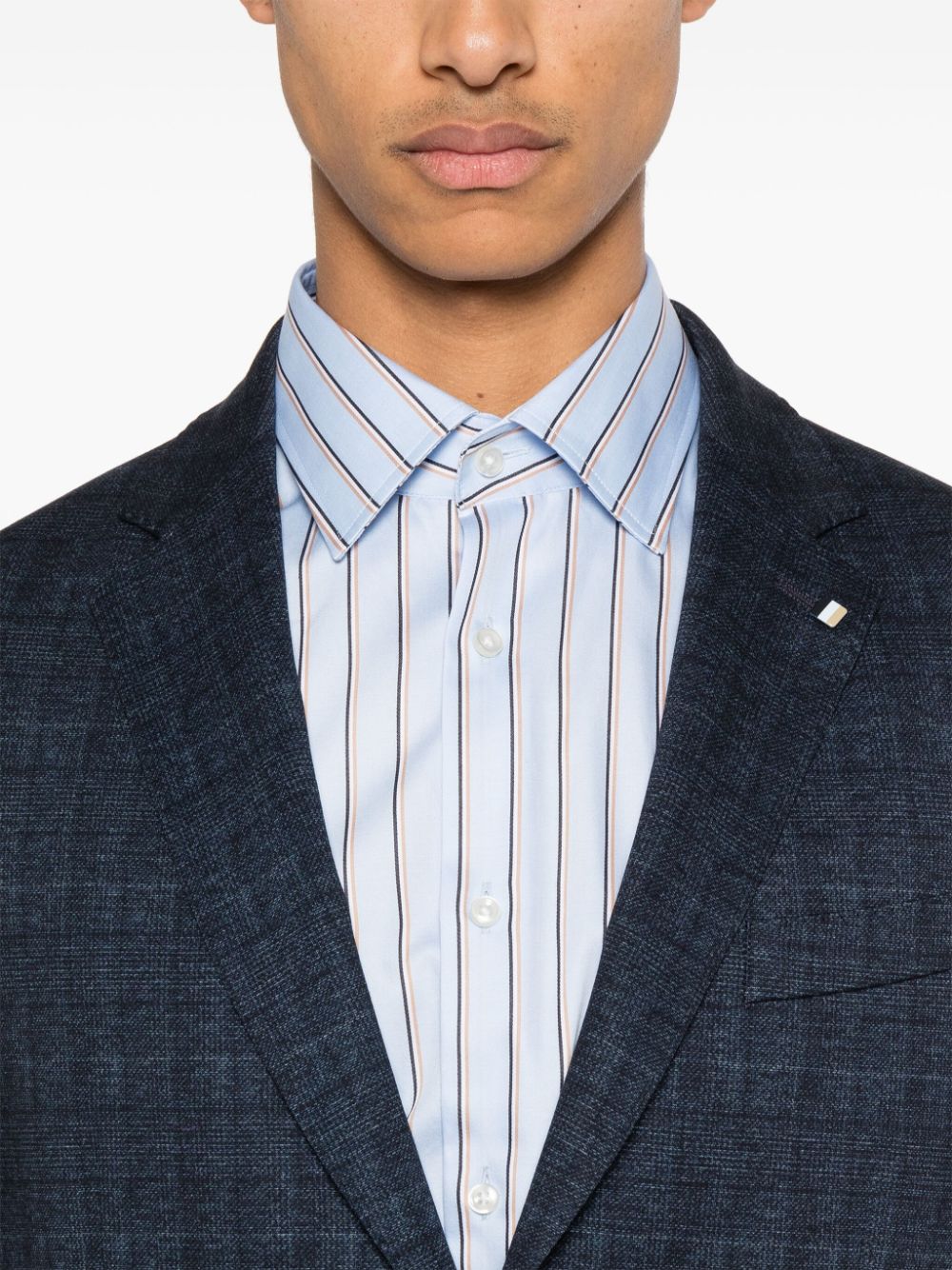 Shop Hugo Boss Check-pattern Single-breasted Blazer In Blue