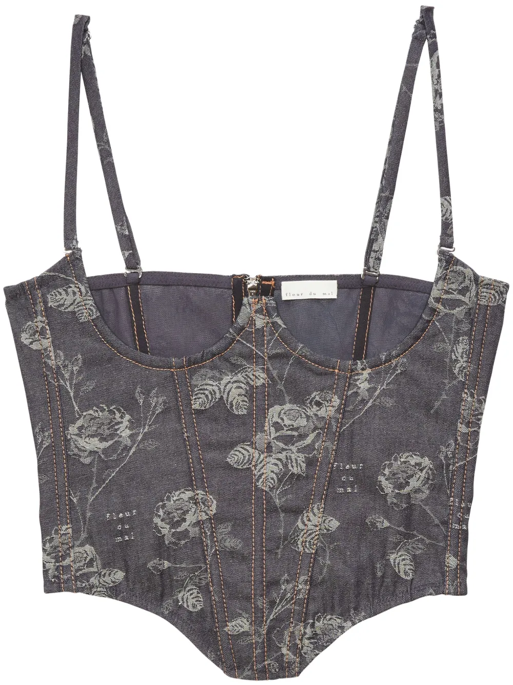 Fleur Du Mal Bustier met jacquard Blauw