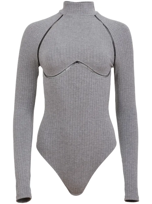 【美品】  m.u Japoness / エムユー | RIB BODYSUIT / リブ ロンパース  カットソー | F | グレー | レディース 美品】 m.u Japoness / エムユー | RIB BODYSUIT / リブ ロンパース