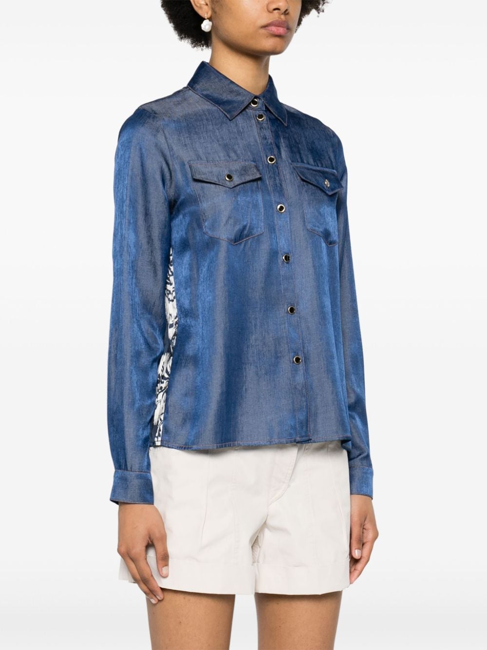 LIU JO Satijnen blouse met denim-effect Blauw