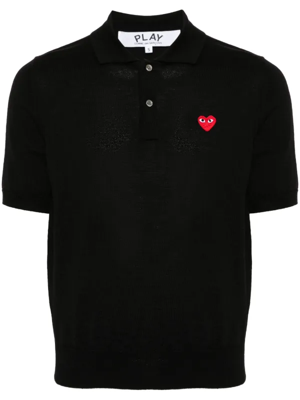 Comme Des Garcons Play Signature heart patch Polo Shirt Black FARFETCH TH