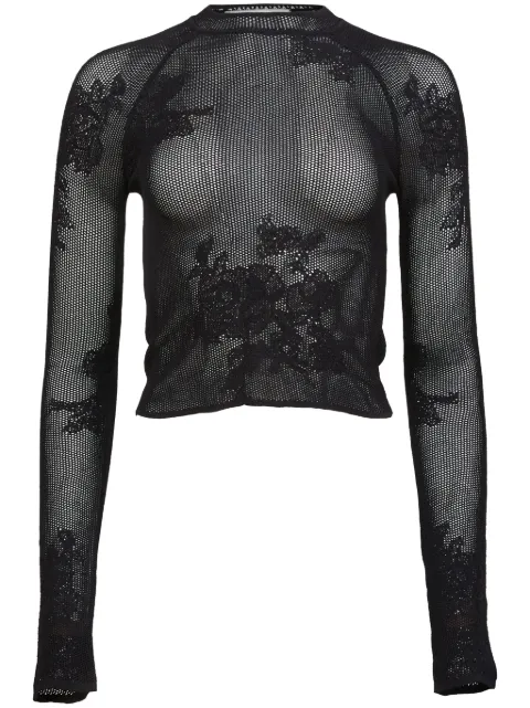 Fleur Du Mal pointelle-knit lace T-shirt