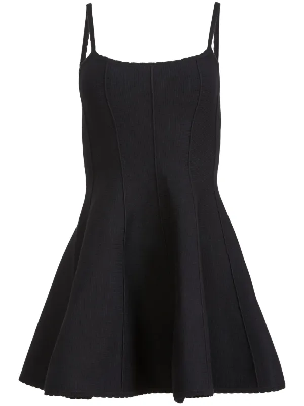 Fleur Du Mal Flared Corset Dress | Black | FARFETCH OM