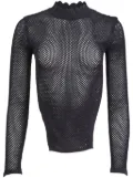 Fleur Du Mal pointelle-knit scalloped top - Black