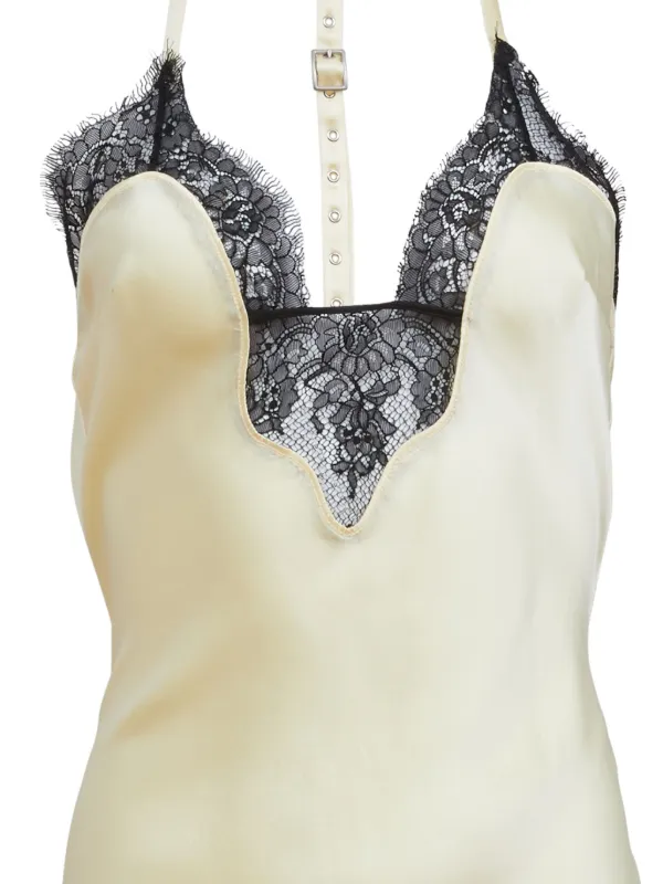 Fleur Du Mal Slip Dress Con Tira En T Neutro FARFETCH CO