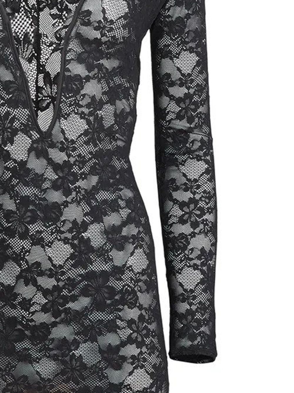 Fleur Du Mal Le Stretch lace plunge mini dress - Black