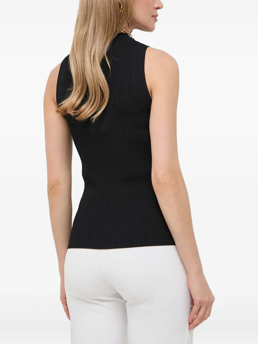 IVY OAK Geribbelde tanktop met hoge hals Zwart