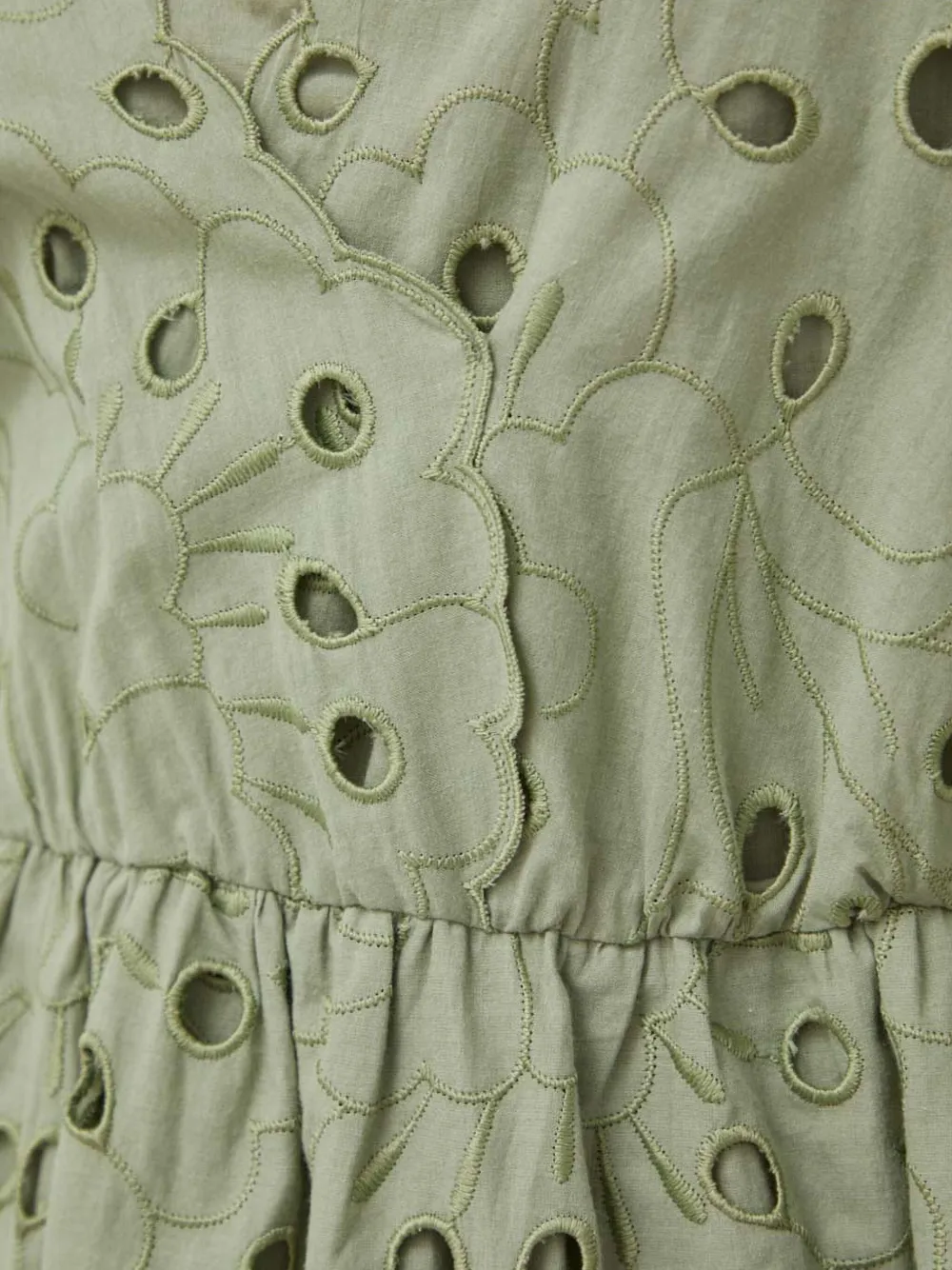 Ivy & Oak Eyelet-embroidered Tiered Dress In Green