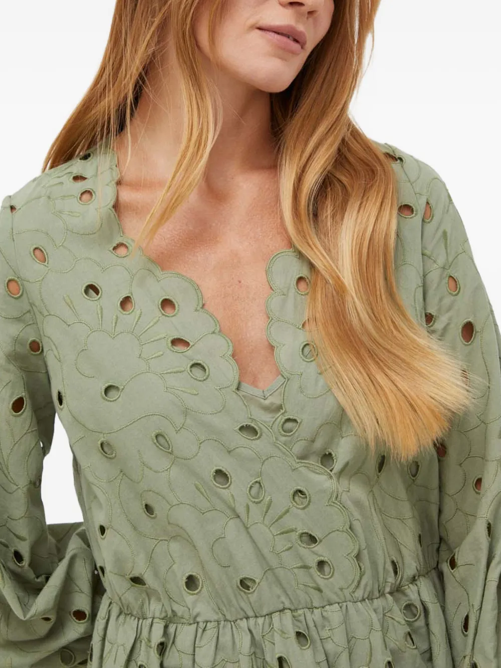 Ivy & Oak Eyelet-embroidered Tiered Dress In Green