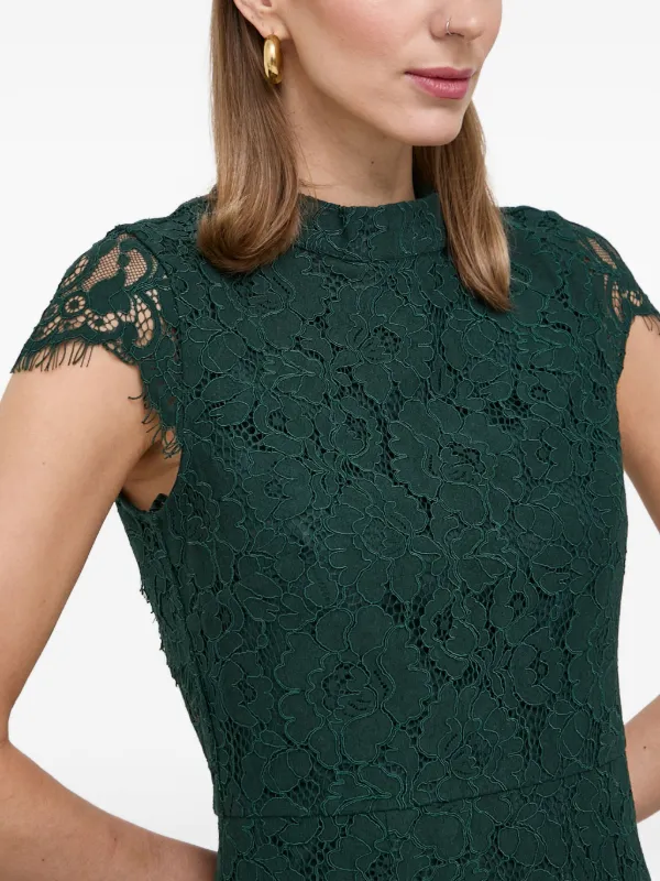 green emerald velvet dress Moden Black Long Sleeves Evening Dress Lace High-Neck main image 0