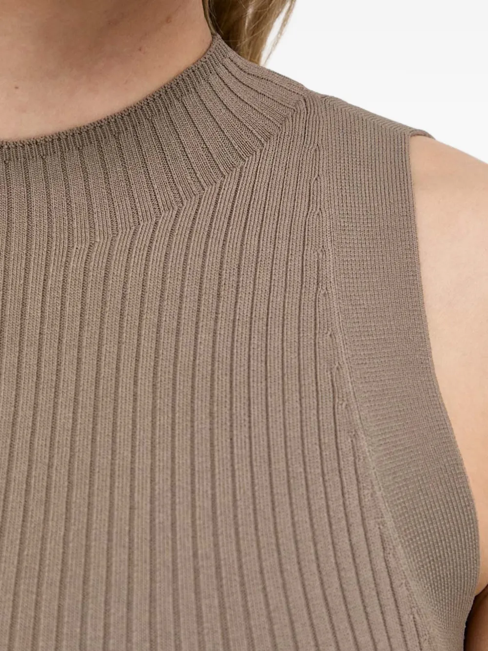 IVY OAK Kessie geribbelde mouwloze top Beige