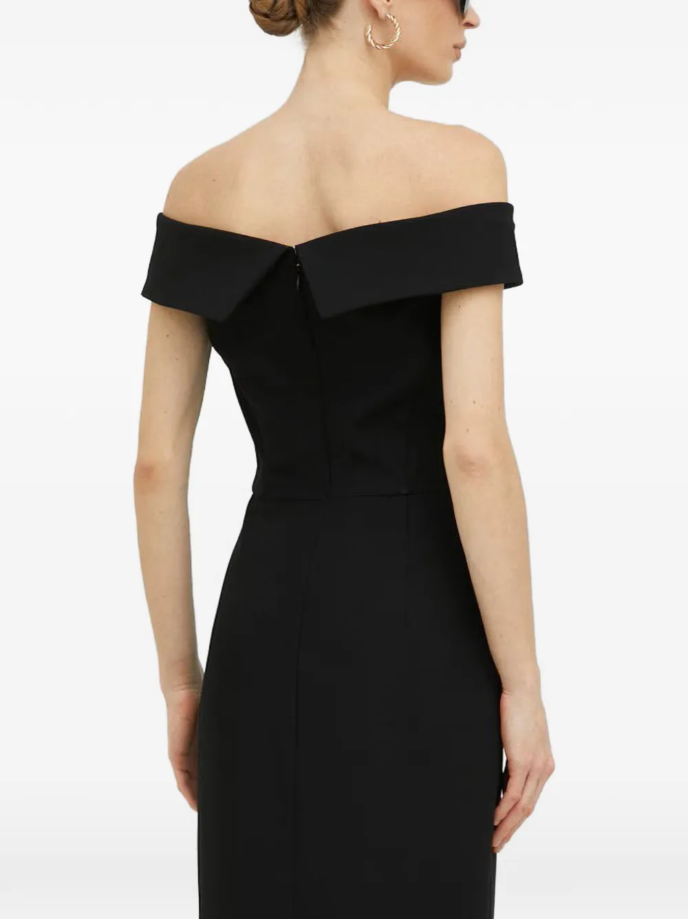 IVY OAK Off-shoulder midi-jurk Zwart