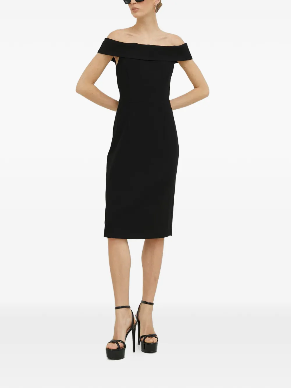 IVY OAK Off-shoulder midi-jurk Zwart