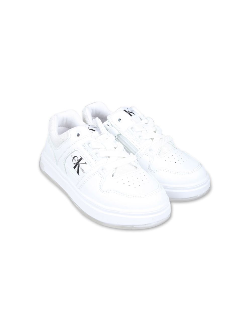 Shop Calvin Klein Logo-print Panelled Sneakers In White