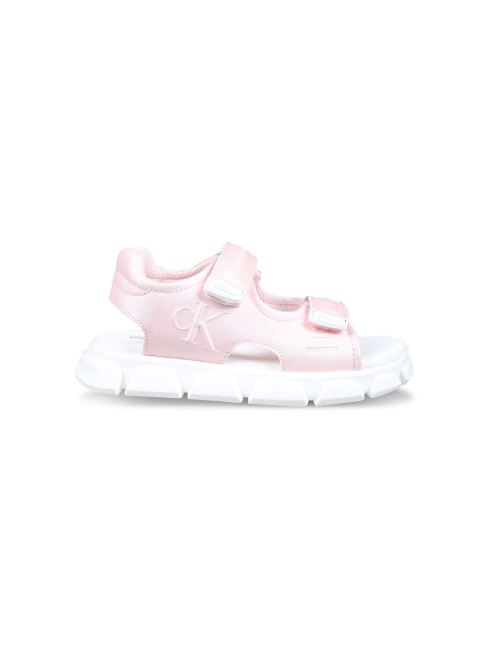 Shop Calvin Klein Logo-embossed Flatform Sandals In Pink