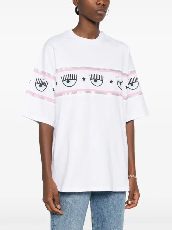 Chiara Ferragni Eyelike グリッターTシャツ | ホワイト