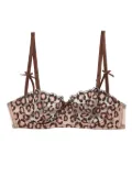 Fleur Du Mal leopard-embroidered balconette bra - Brown