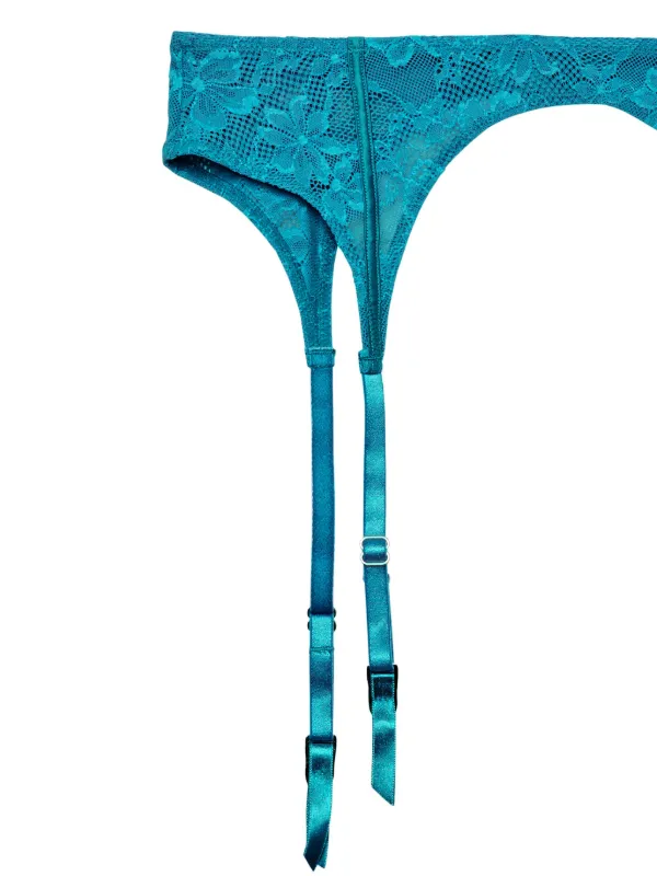 Fleur Du Mal Le Stretch Lace Garter Belt | Blue