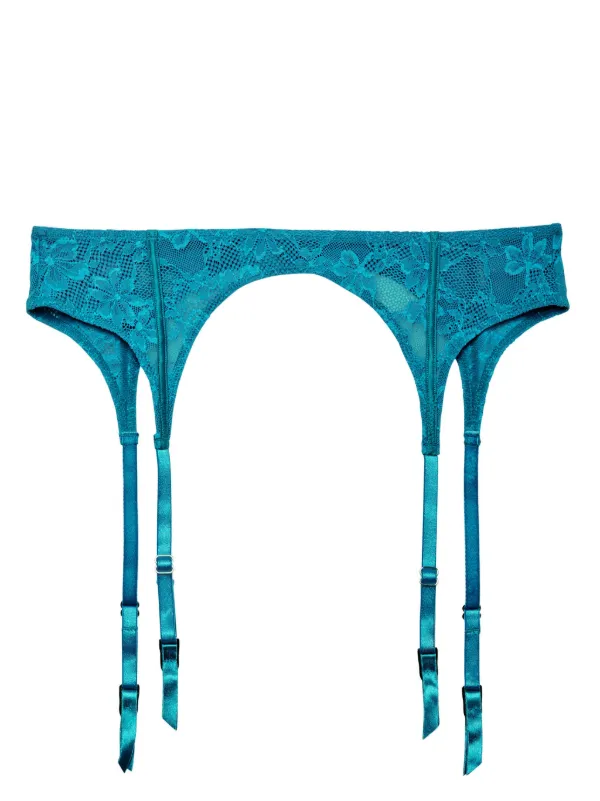 Fleur Du Mal Le Stretch Lace Garter Belt | Blue