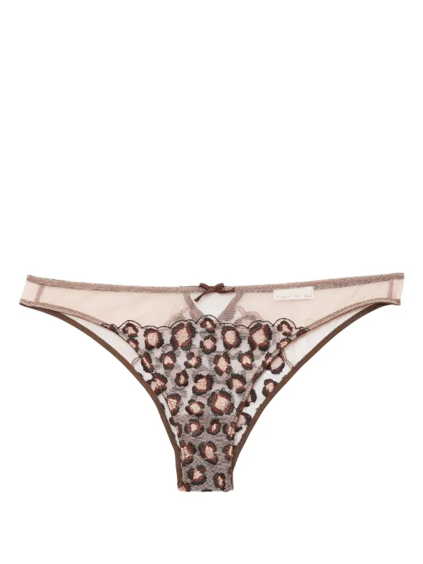 Fleur Du Mal Culotte à Motif Léopard Brodé Marron FARFETCH MA