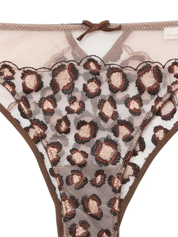 Fleur Du Mal Culotte à Motif Léopard Brodé Marron FARFETCH FR