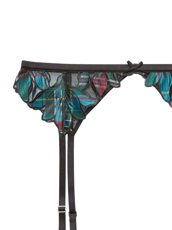 Fleur Du Mal Lily Embroidered Garter Belt | Black