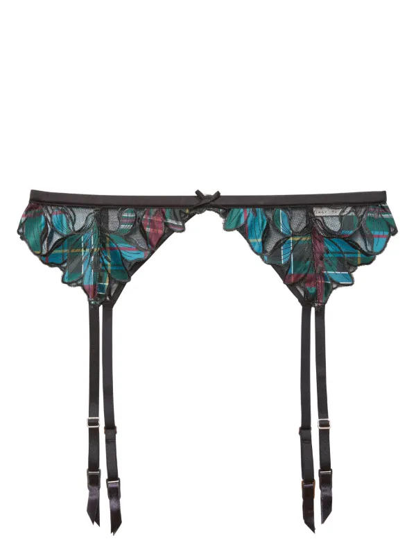 Fleur Du Mal Lily Embroidered Garter Belt | Black