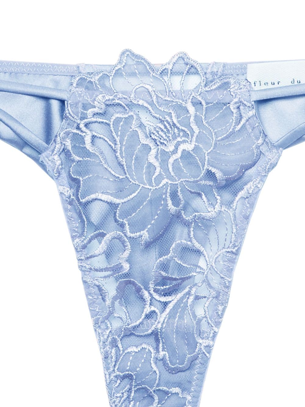 Fleur Du Mal Whitney embroidered thong - Blauw