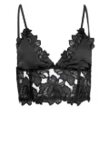 Fleur Du Mal Whitney embroidered longline triangle bra - Black