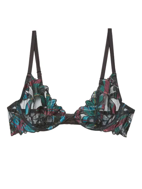 Fleur Du Mal Lily embroidered plunge demi bra